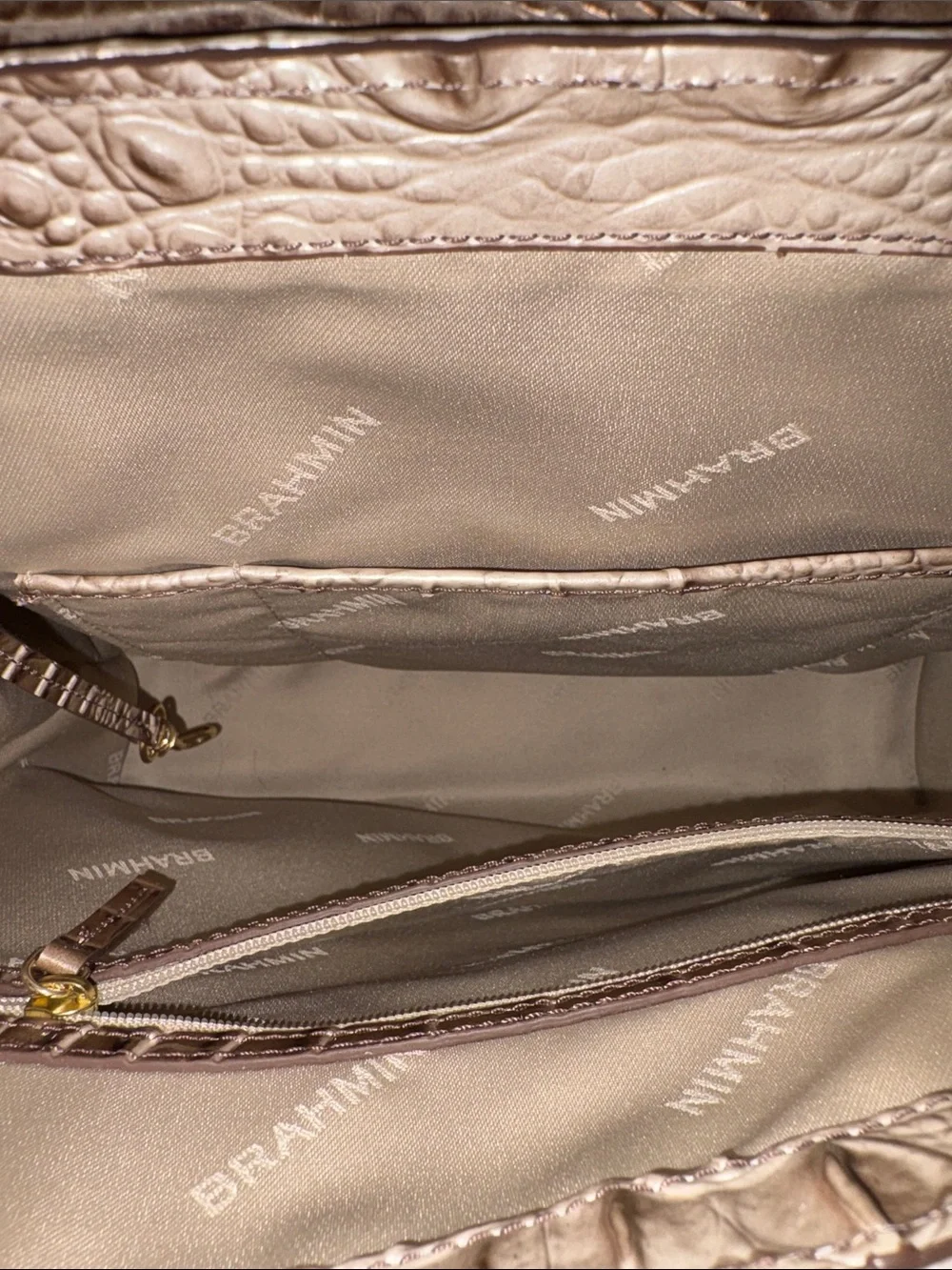 Brahmin Metallic Croc-Embossed Women’s Backpack Tote - Gold